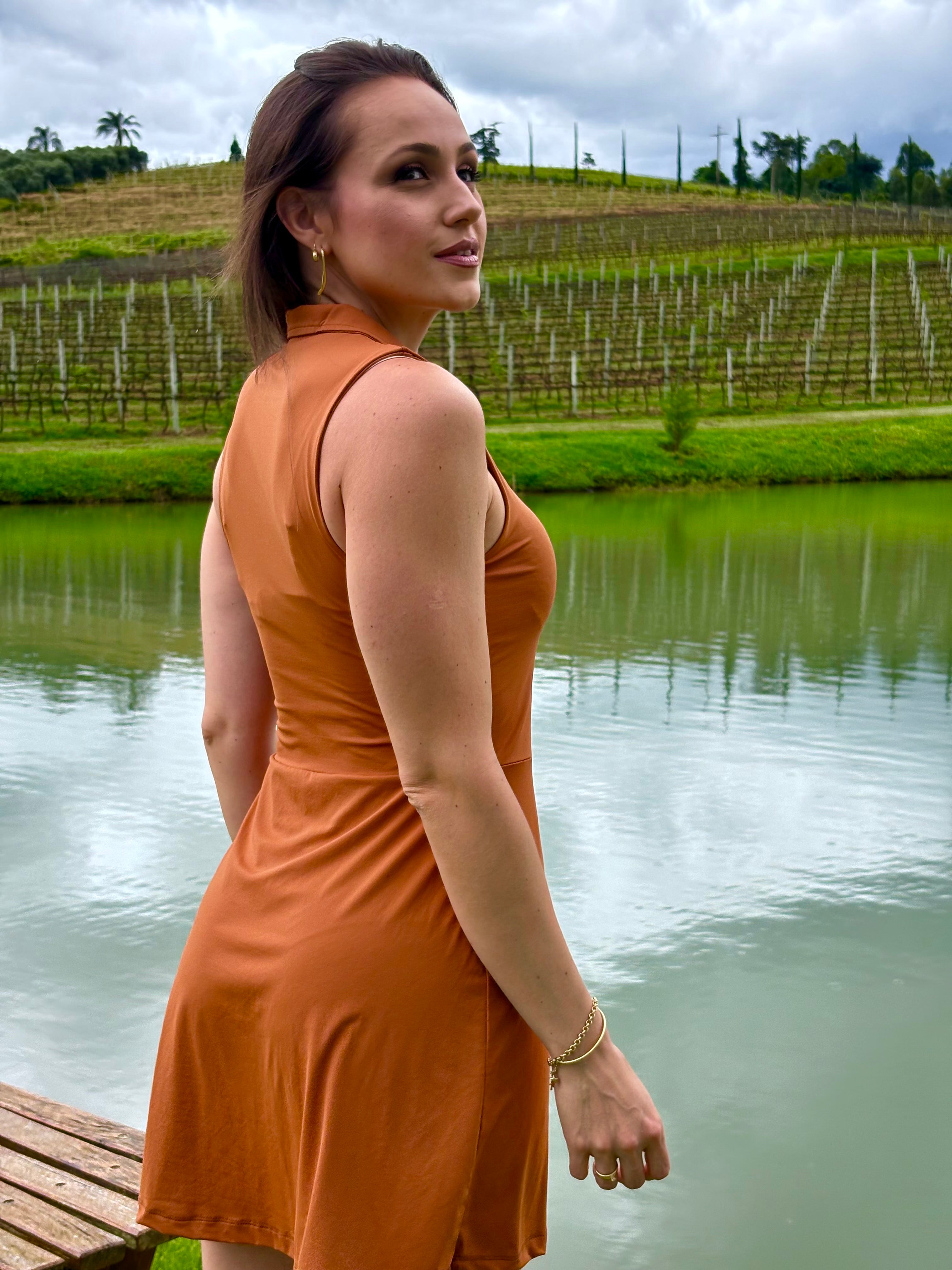 Vestido Faustine - Conhaque